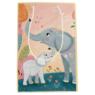Elephant Mom and Baby Medium Gift Bag