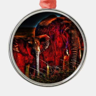 Elephant Mother And Calf Metal Tree Decoration