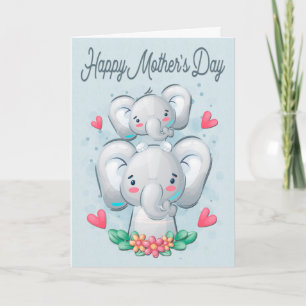 Elephant Mother and Child for Mother's Day Card