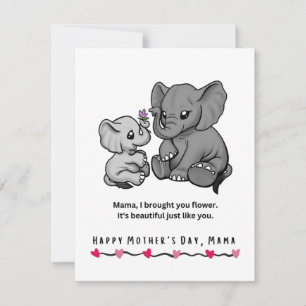 Elephant mother and her calf flower Mother's Day Holiday Card