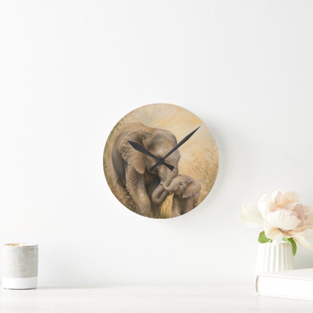 Elephant Mother & Baby Wall Clock |  (Home)