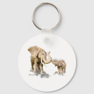 Elephant Mother & Child 2 Key Ring