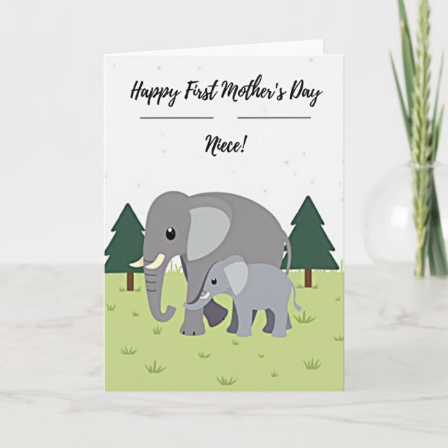 Elephant Mothers Day Message Card (Front)