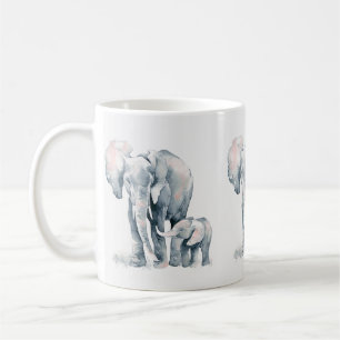 Elephant mug, elephant mum and child, wildlife coffee mug