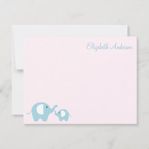 Elephant Mum and Baby Flat Thank You Notes