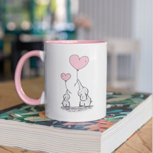 Elephant Mum & Baby Pink Mother's Day Baby Shower Mug
