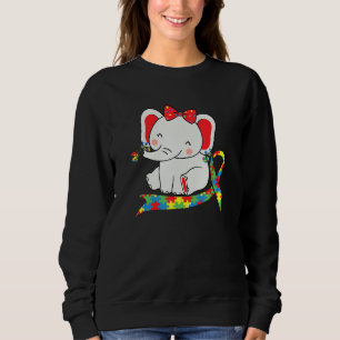 Elephant Mum Wearing Earrings Autism Heart Butterf Sweatshirt