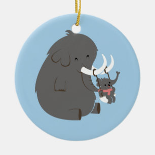 Elephant Mummy and Baby Ceramic Ornament