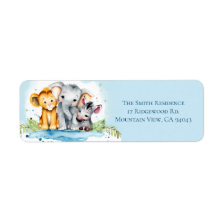 Elephant Mummy-to-be Safari Baby Shower Return Address Label
