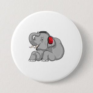 Elephant Music Headphone 7.5 Cm Round Badge