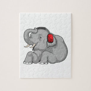 Elephant Music Headphone Jigsaw Puzzle