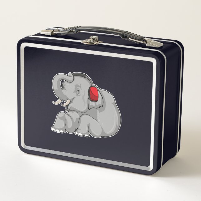 Elephant Music Headphone Metal Lunch Box (Front)
