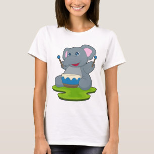 Elephant Musician Drum Music T-Shirt