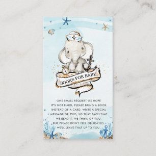 Elephant Nautical Boy Baby Shower Bring a Book  Enclosure Card