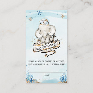 Elephant Nautical Boy Baby Shower Diaper Raffle  Enclosure Card