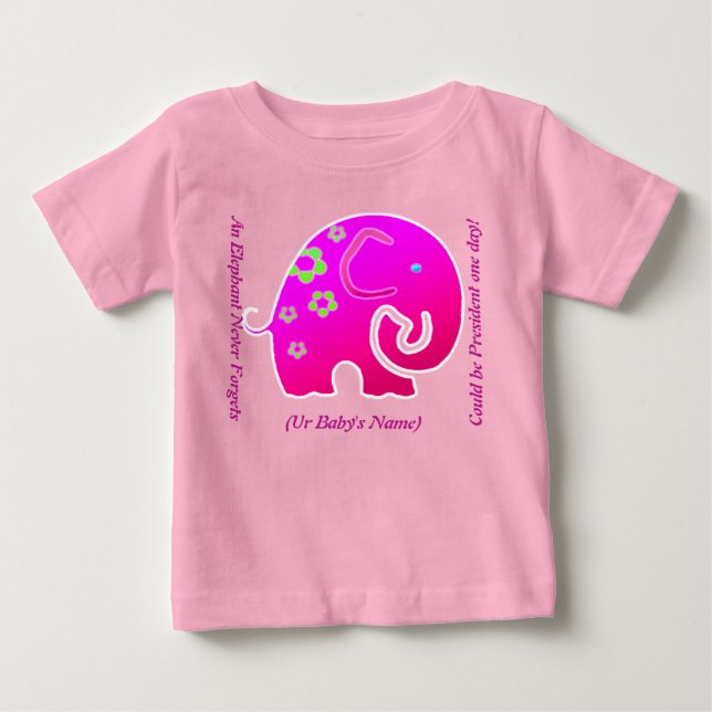 Elephant Never Forgets (Personalised Onsie) Baby T-Shirt (Front)