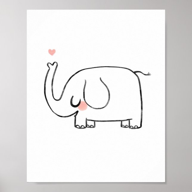 Elephant nursery cute wall art heart (Front)