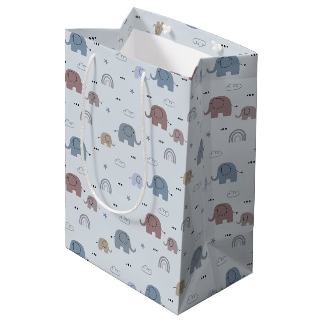 Elephant Nursery Pattern Gift Bag (Back Angled)