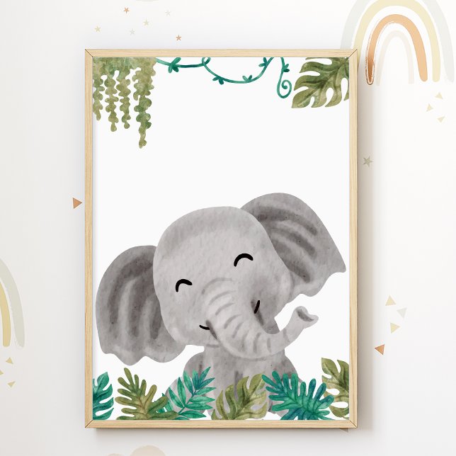 Elephant Nursery Poster Animal Kids Room Print (Creator Uploaded)