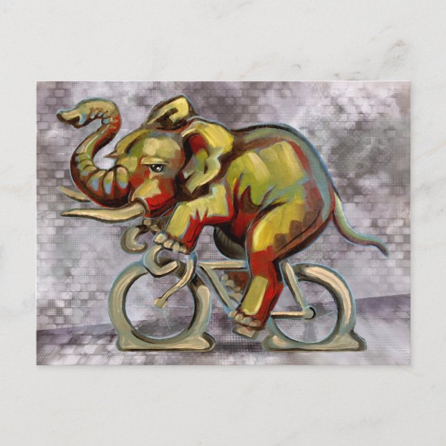 Elephant On A Bicycle Postcard (Front)