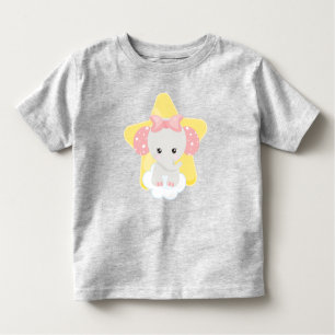 Elephant On A Cloud, Cute Elephant, Stars, Ribbon Toddler T-Shirt