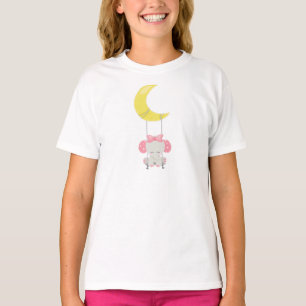 Elephant On A Swing, Cute Elephant, Crown, Moon T-Shirt
