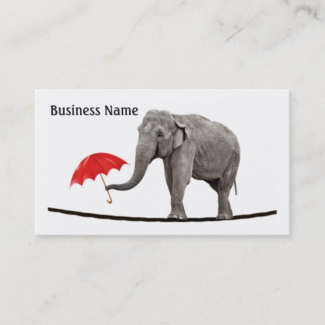 Elephant on a tightrope business card (Front)