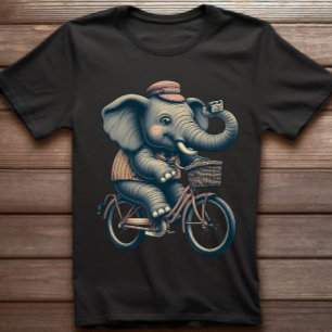 Elephant on Bicycle Retro T-shirt