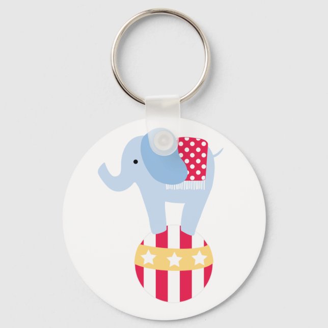 Elephant on Circus Ball Key Ring (Front)