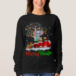 Elephant On Red Truck Christmas Pajama Funny Xmas  Sweatshirt
