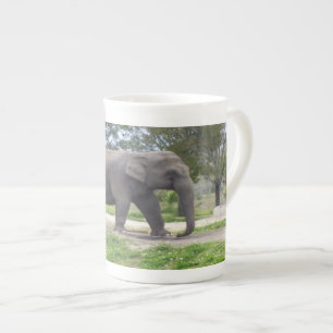 Elephant on Woodland Path Bone China Mug