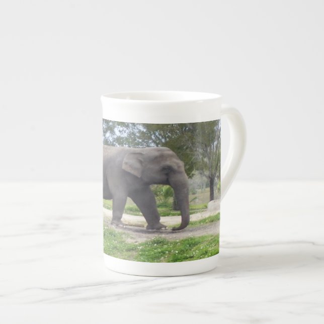 Elephant on Woodland Path Bone China Mug (Front Right)
