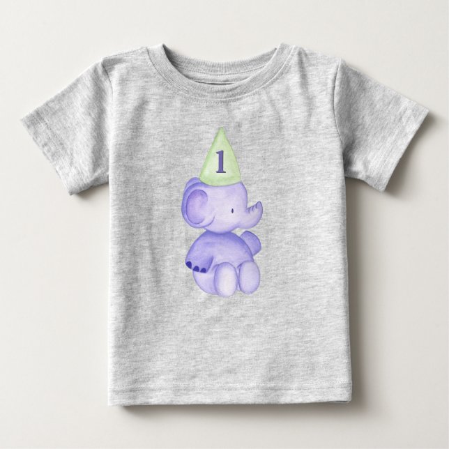 Elephant One Year Old 1st Birthday Baby Toddler  Baby T-Shirt (Front)