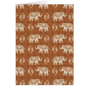 Elephant Orange Caravan Pattern