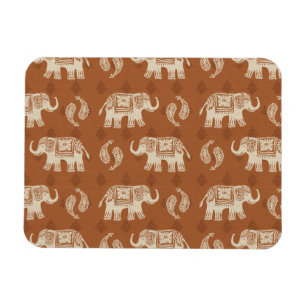 Elephant Orange Caravan Pattern Magnet