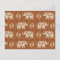 Elephant Orange Caravan Pattern