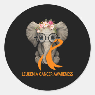 Elephant Orange Ribbon Leukaemia Cancer Awareness Classic Round Sticker