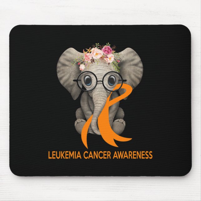 Elephant Orange Ribbon Leukaemia Cancer Awareness  Mouse Pad (Front)