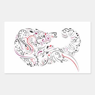 elephant ornate rectangular sticker
