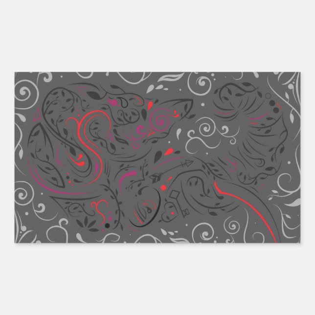 elephant ornate rectangular sticker (Front)
