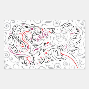 elephant ornate rectangular sticker