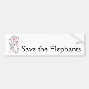 elephant ornate save the elephants bumper sticker
