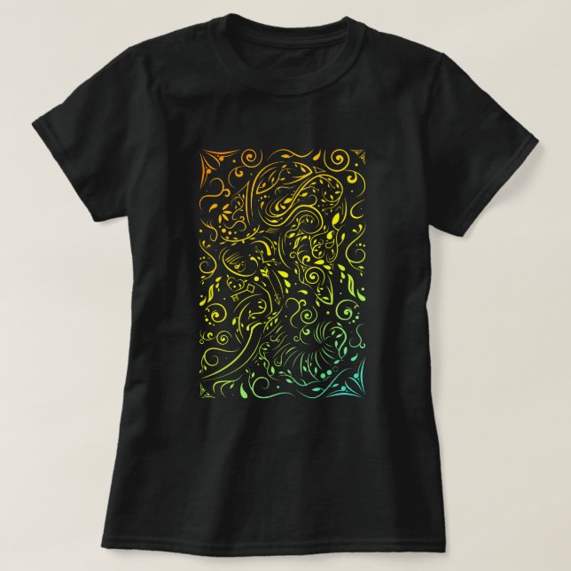 elephant ornate summer fade T-Shirt (Design Front)