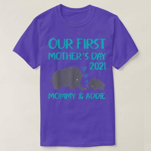 Elephant Our First Mothers Day  T-Shirt (Design Front)