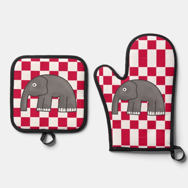 elephant oven mitt & pot holder set (Front)
