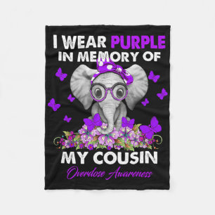 Elephant Overdose Awareness I Wear Purple For My C Fleece Blanket