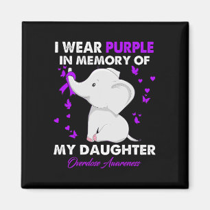 Elephant Overdose Awareness I Wear Purple For My D Magnet