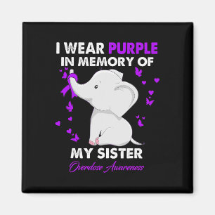 Elephant Overdose Awareness I Wear Purple For My S Magnet