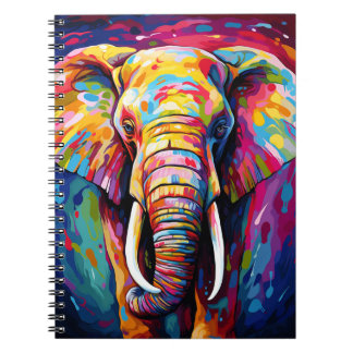 elephant painted in bright colours notebook