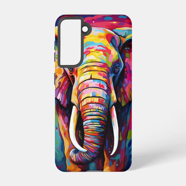 elephant painted in bright colours samsung galaxy s21 case (Back)